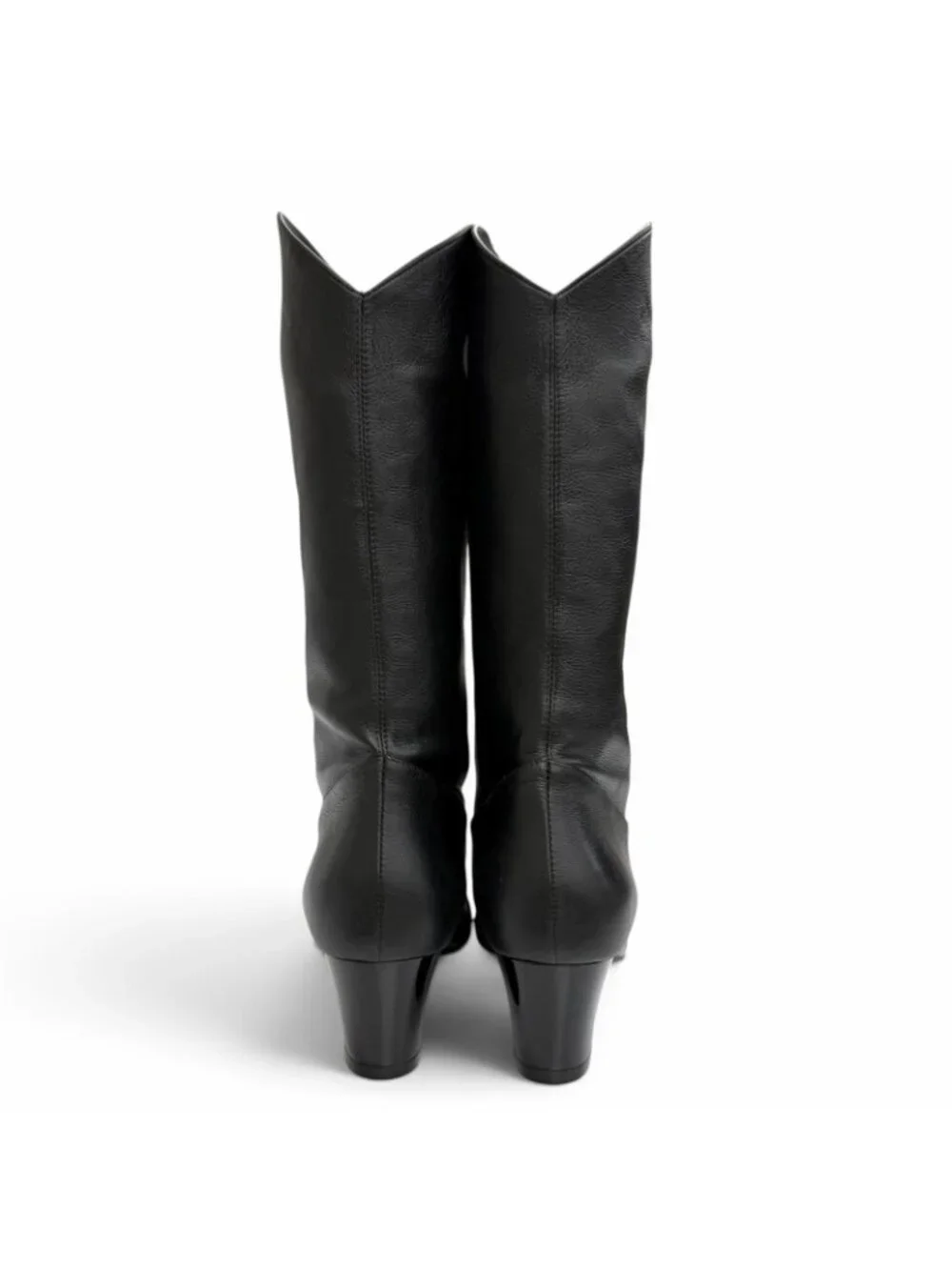 Chanel CC Logo Stitch Middle Leather Boots Jockey Black